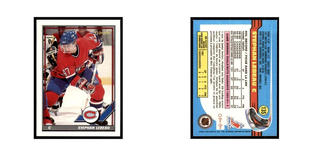 Stephan Lebeau 1991 O-Pee-Chee #135 Montreal Canadiens Hockey Card NM