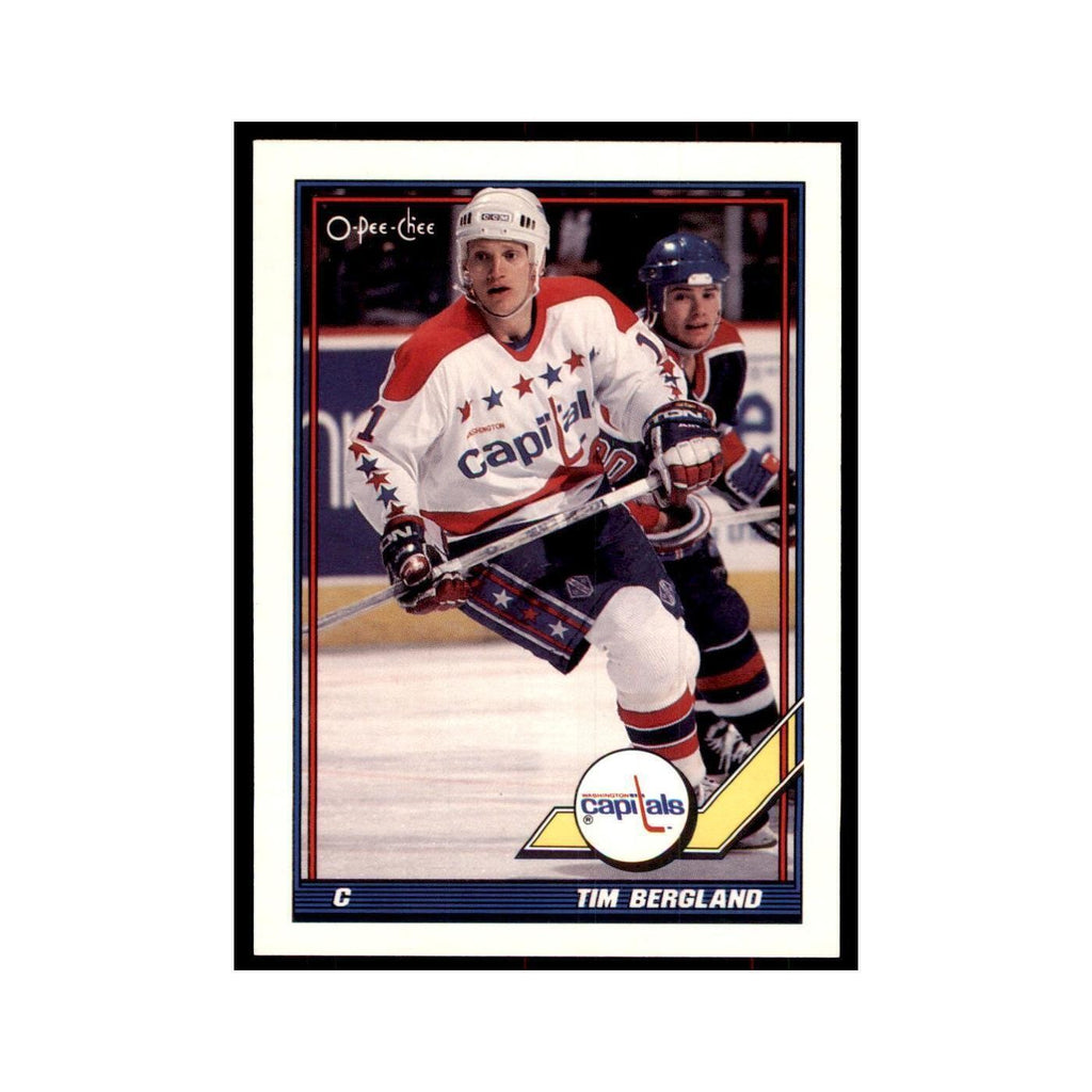 Tim Bergland 1991 O-Pee-Chee #34 Washington Capitals Hockey Card NM