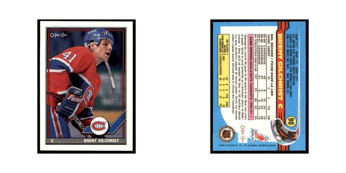 Brent Gilchrist 1991 O-Pee-Chee #90 Montreal Canadiens Hockey Card NM