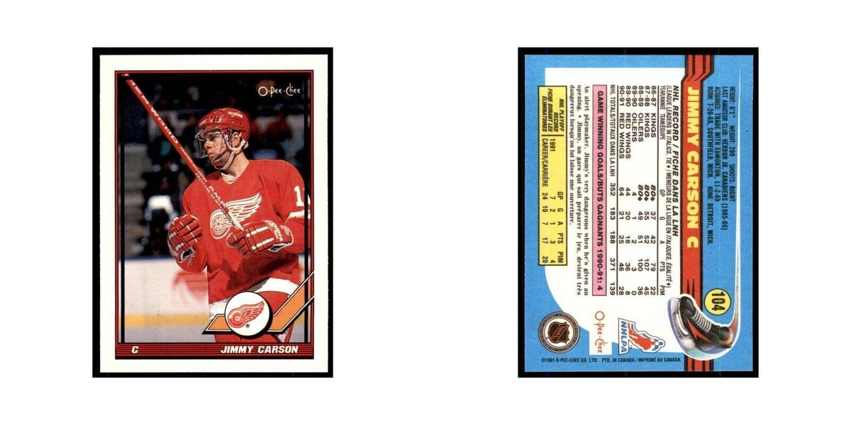 Jimmy Carson 1991 O-Pee-Chee #104 Detroit Red Wings Hockey Card NM