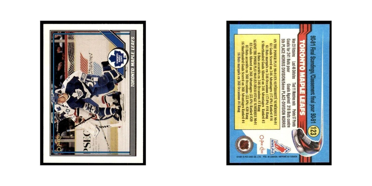 Toronto Maple Leafs 1991 O-Pee-Chee #123 Toronto Maple Leafs Hockey Card NM