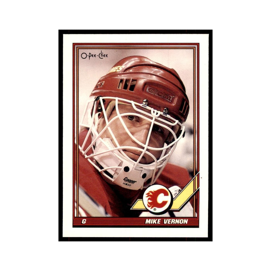 Mike Vernon 1991 O-Pee-Chee #107 Calgary Flames Hockey Card NM