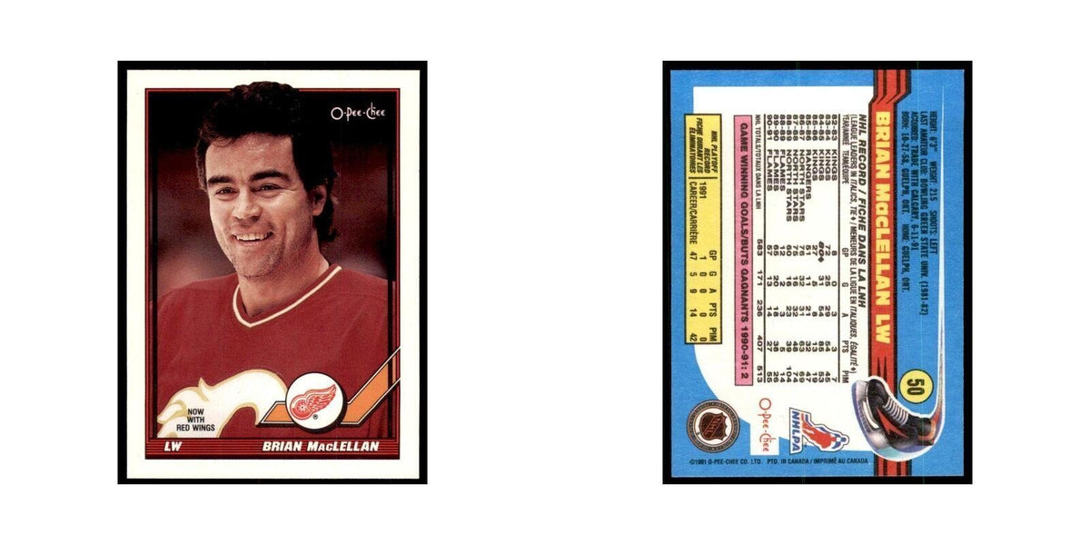 Brian MacLellan 1991 O-Pee-Chee #50 Detroit Red Wings Hockey Card NM