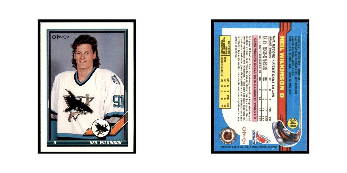 Neil Wilkinson 1991 O-Pee-Chee #348 San Jose Sharks Hockey Card NM