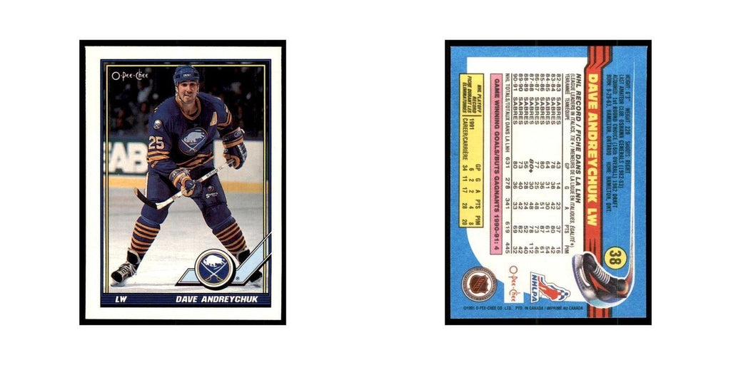 Dave Andreychuk 1991 O-Pee-Chee #38 Buffalo Sabres Hockey Card NM