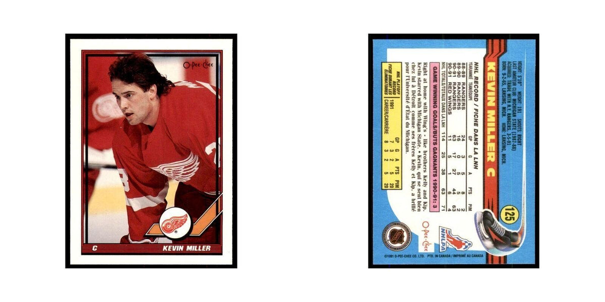 Kevin Miller 1991 O-Pee-Chee #125 Detroit Red Wings Hockey Card NM