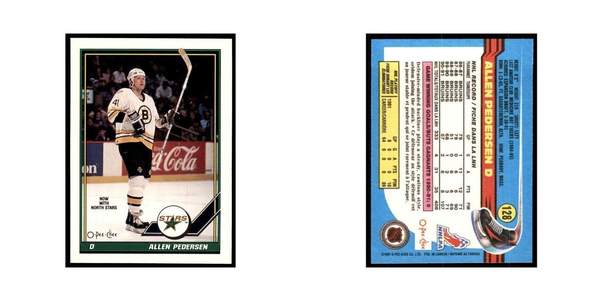 Allen Pedersen 1991 O-Pee-Chee #128 Minnesota North Stars Hockey Card NM