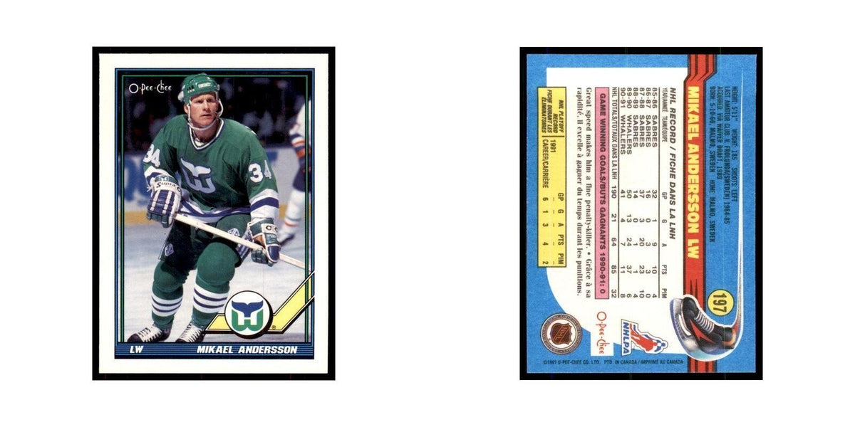 Mikael Andersson 1991 O-Pee-Chee #197 Hartford Whalers Hockey Card NM
