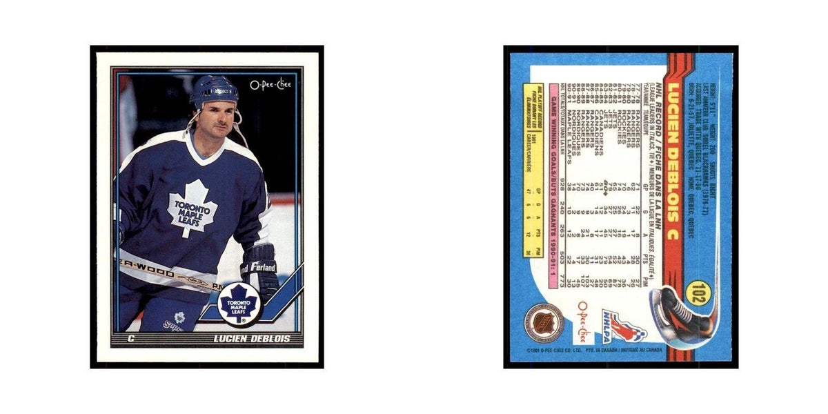 Lucien DeBlois 1991 O-Pee-Chee #102 Toronto Maple Leafs Hockey Card NM