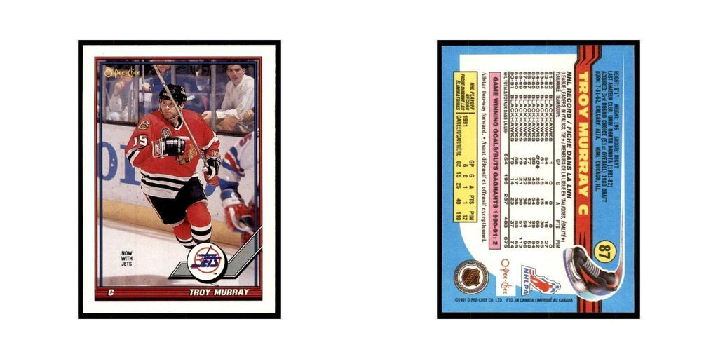Troy Murray 1991 O-Pee-Chee #87 Winnipeg Jets Hockey Card NM