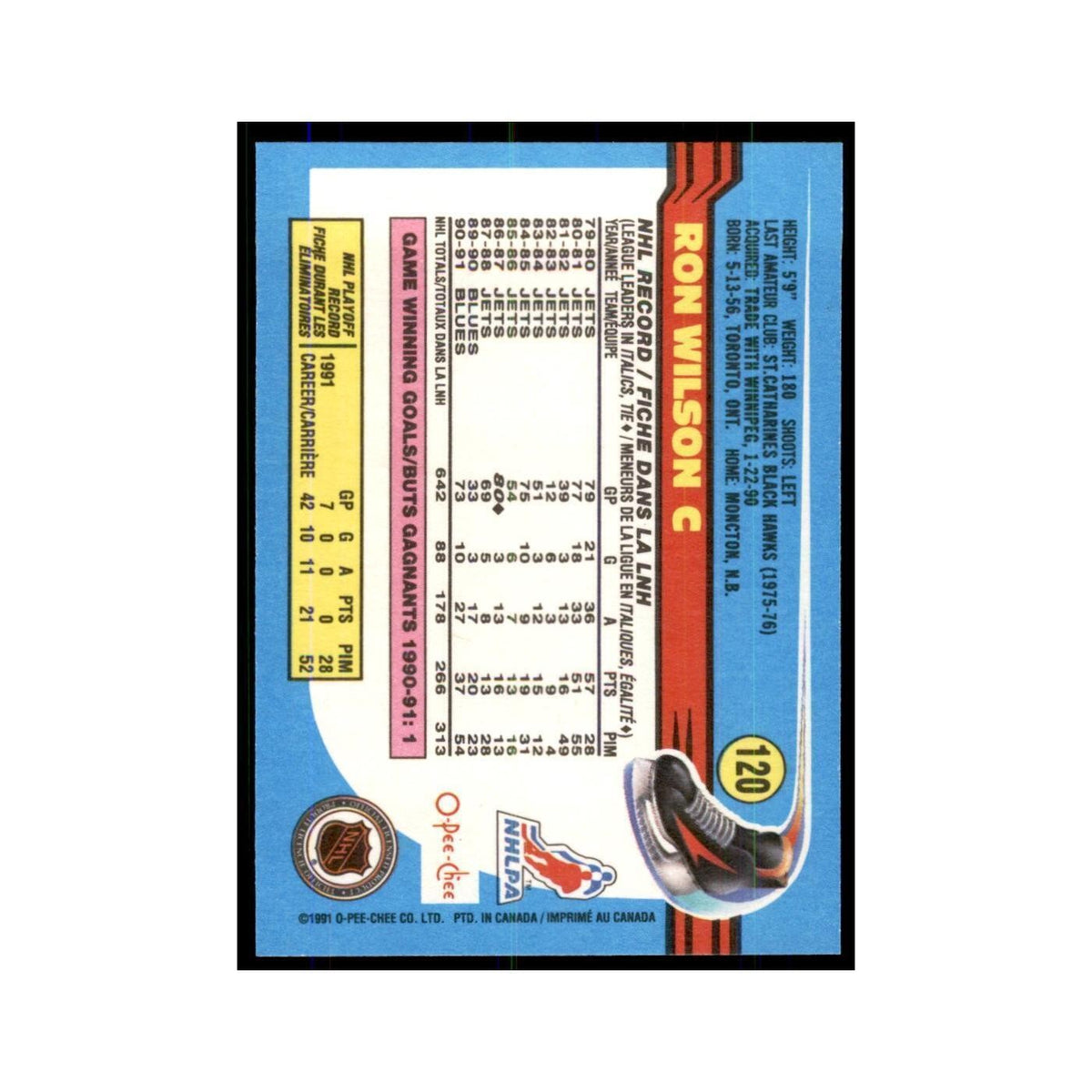Ron Wilson 1991 O-Pee-Chee #120 St. Louis Blues Hockey Card NM