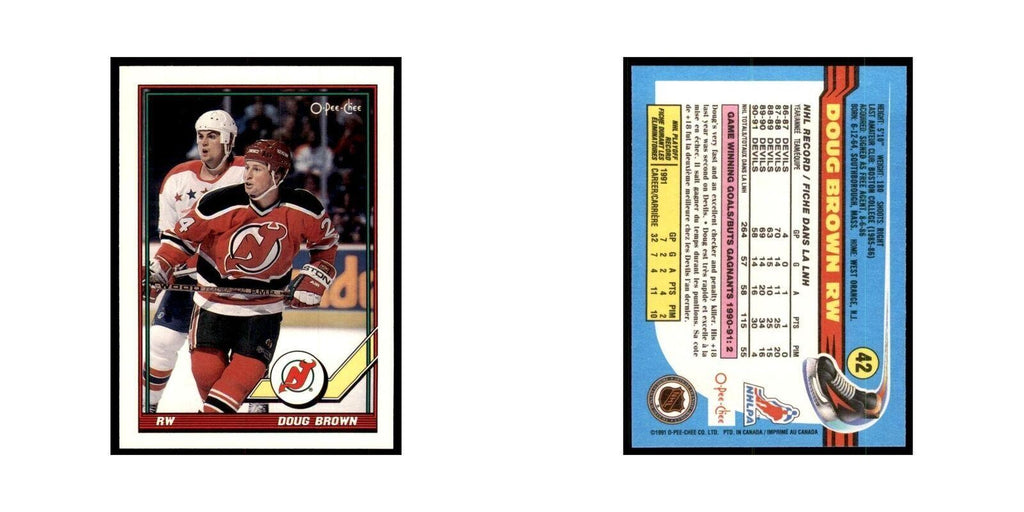 Doug Brown 1991 O-Pee-Chee #42 New Jersey Devils Hockey Card NM