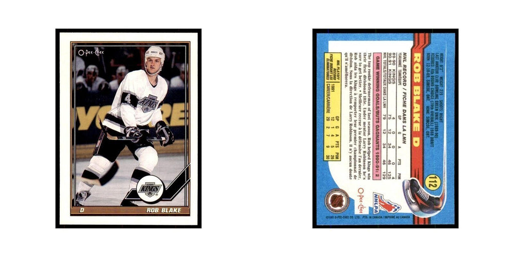 Rob Blake 1991 O-Pee-Chee #112 Los Angeles Kings Hockey Card NM