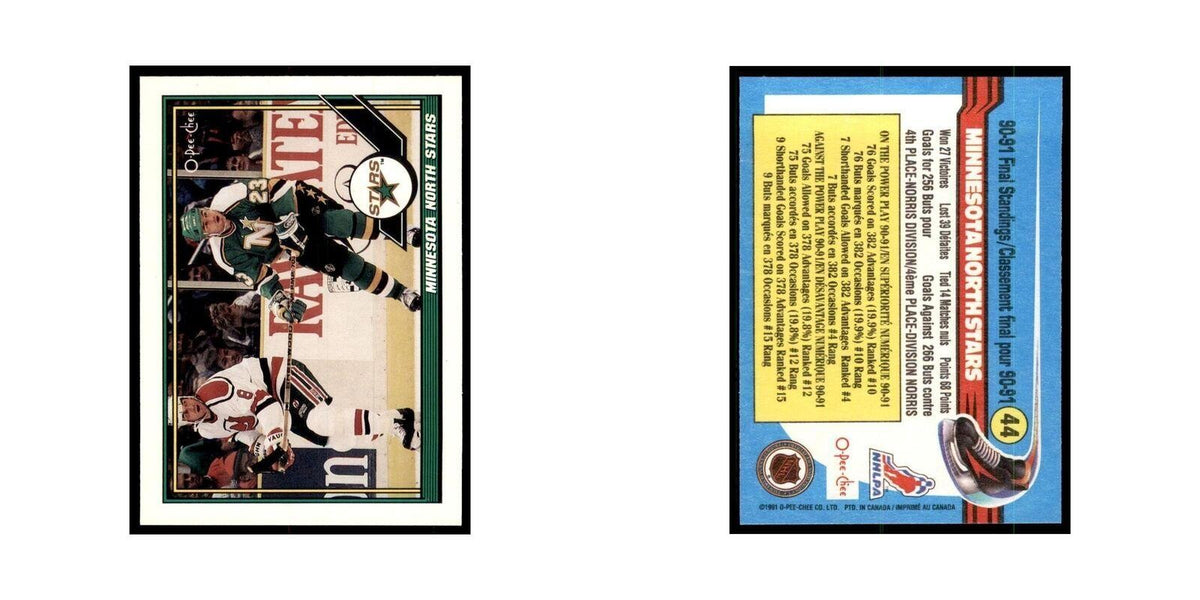 Minnesota North Stars 1991 O-Pee-Chee #44 Minnesota North Stars Hockey Card NM