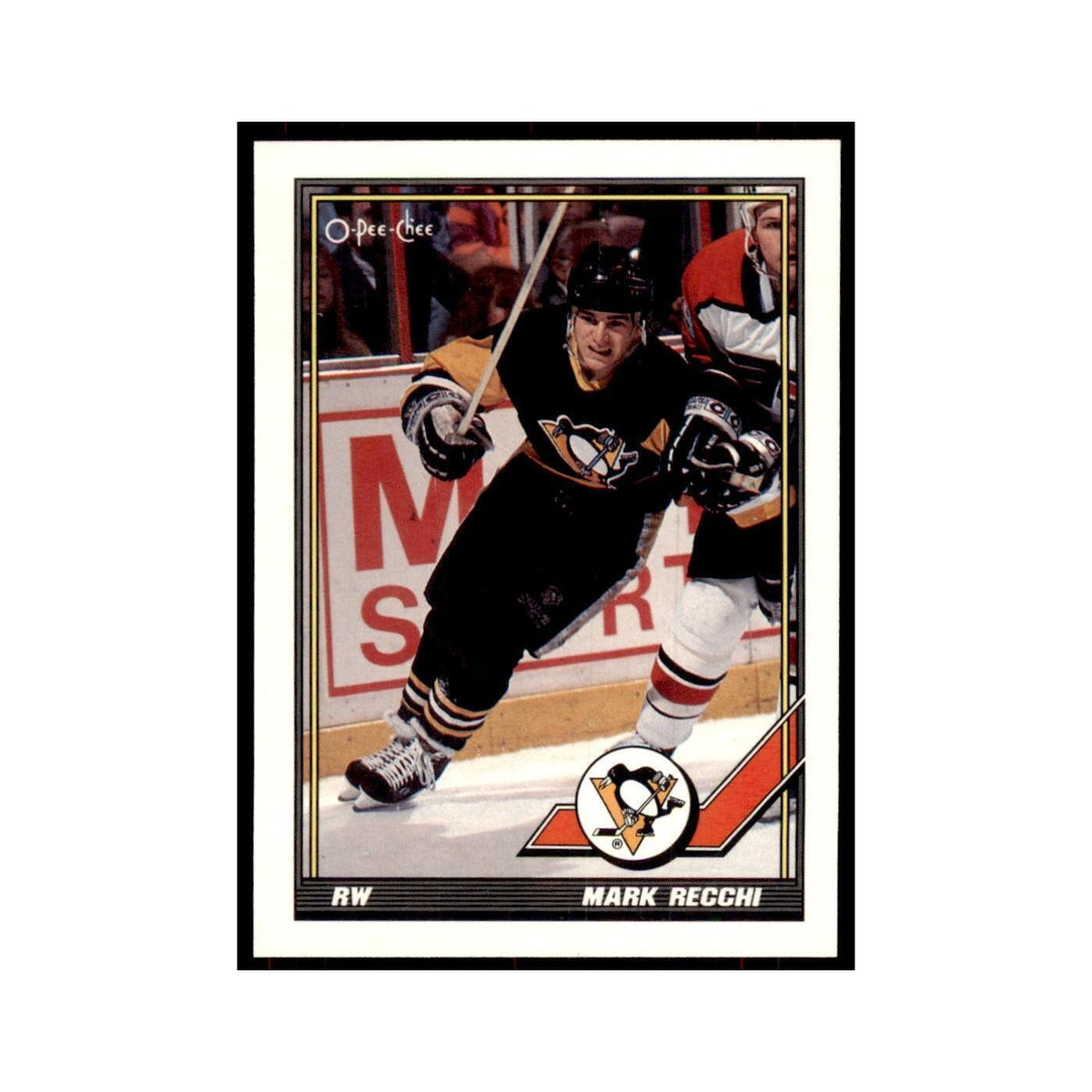 Mark Recchi 1991 O-Pee-Chee #196 Pittsburgh Penguins Hockey Card NM