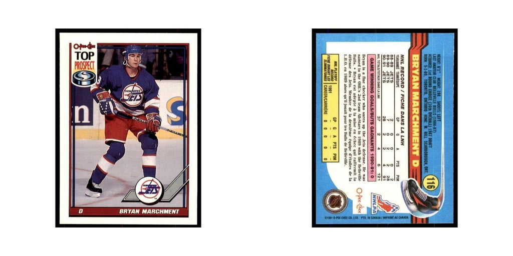 Bryan Marchment Rookie 1991 O-Pee-Chee #116 Winnipeg Jets Hockey Card NM
