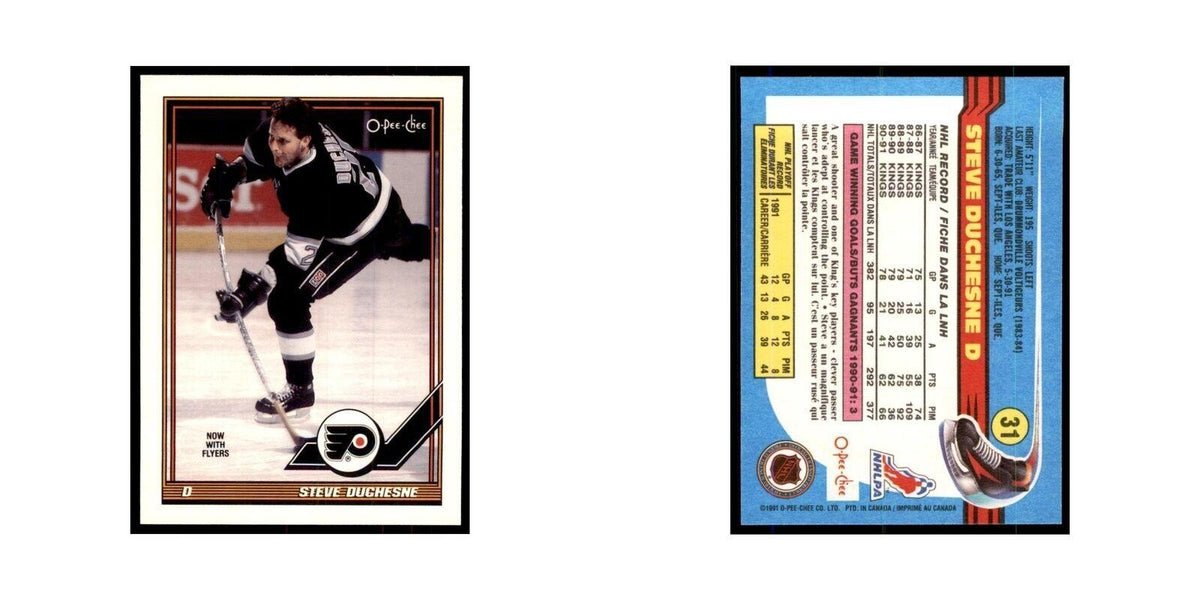 Steve Duchesne 1991 O-Pee-Chee #31 Philadelphia Flyers Hockey Card NM