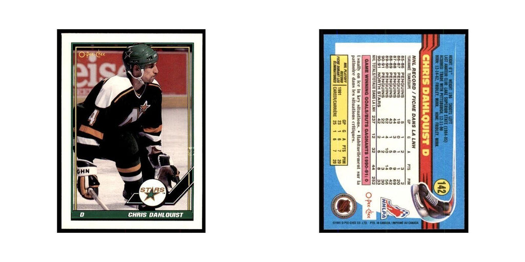 Chris Dahlquist 1991 O-Pee-Chee #142 Minnesota North Stars Hockey Card NM