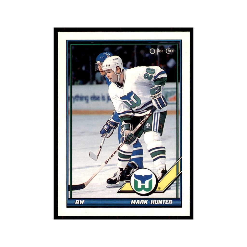 Mark Hunter 1991 O-Pee-Chee #109 Hartford Whalers Hockey Card NM
