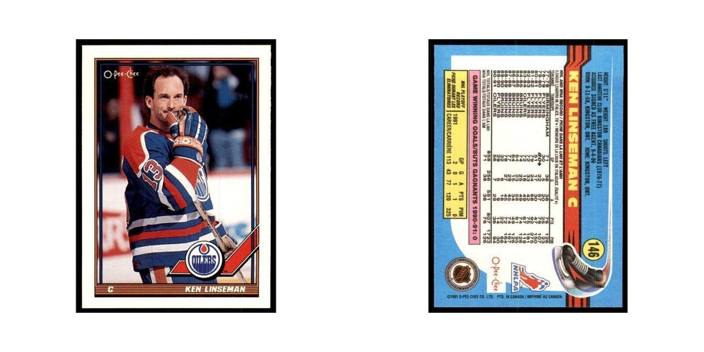 Ken Linseman 1991 O-Pee-Chee #146 Edmonton Oilers Hockey Card NM