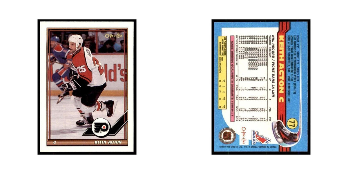 Keith Acton 1991 O-Pee-Chee #77 Philadelphia Flyers Hockey Card NM