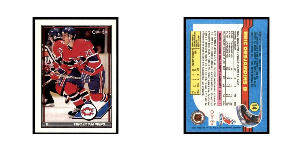 Eric Desjardins 1991 O-Pee-Chee #14 Montreal Canadiens Hockey Card NM
