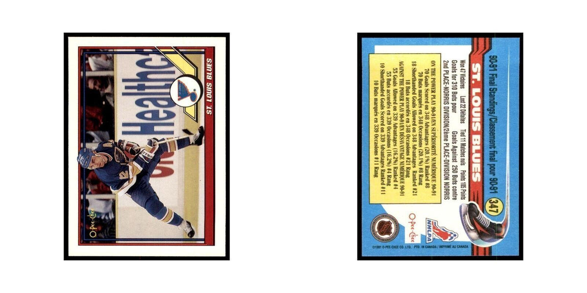 St. Louis Blues 1991 O-Pee-Chee #347 St. Louis Blues Hockey Card NM