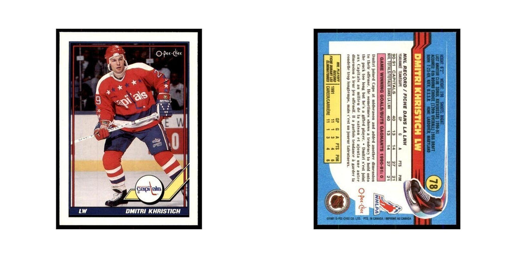 Dmitri Khristich 1991 O-Pee-Chee #78 Washington Capitals Hockey Card NM