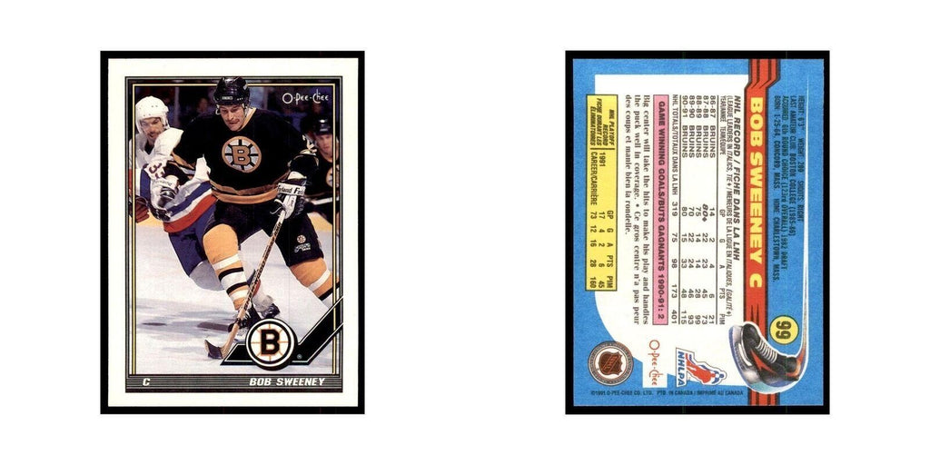 Bob Sweeney 1991 O-Pee-Chee #99 Boston Bruins Hockey Card NM