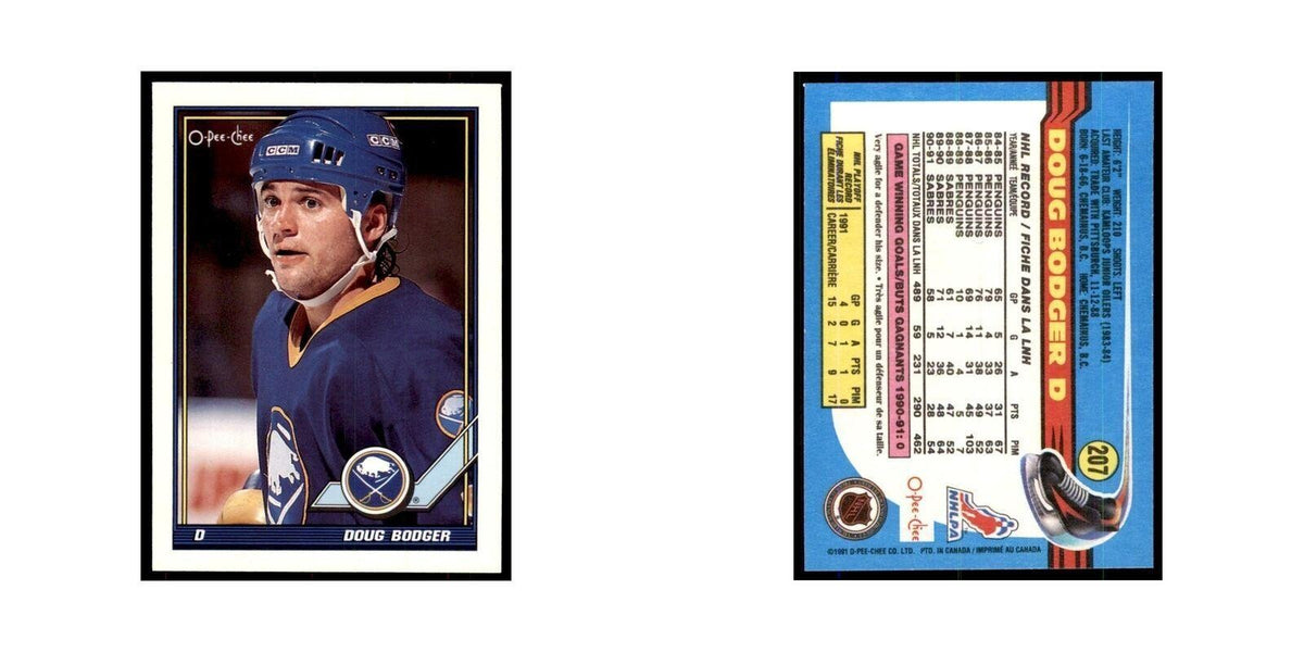 Doug Bodger 1991 O-Pee-Chee #207 Buffalo Sabres Hockey Card NM