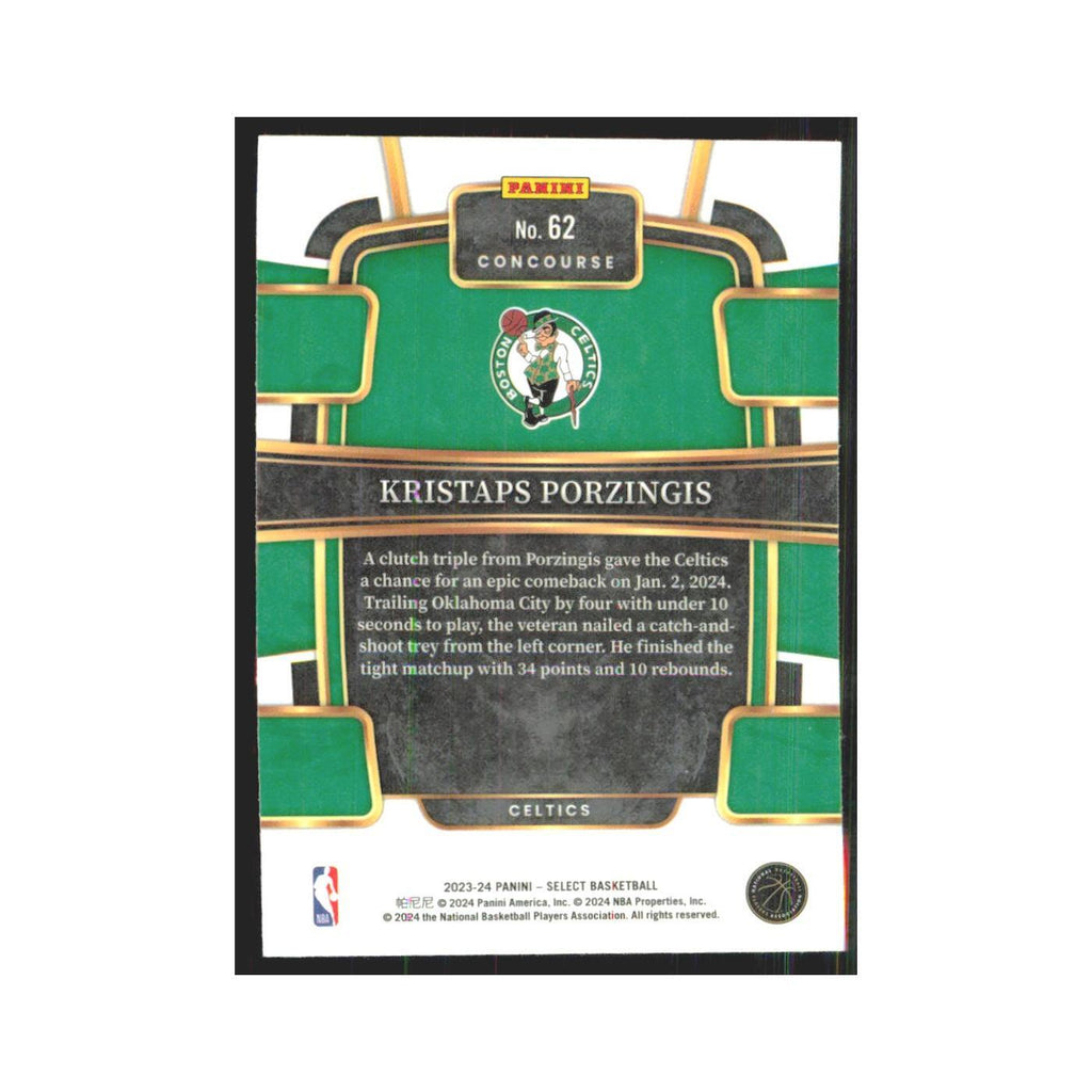 Kristaps Porzingis 2023 Panini Select #62 Boston Celtics Basketball Card NM