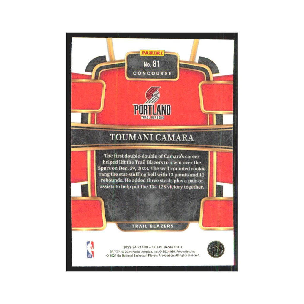 Toumani Camara 2023 Panini Select #81 Portland Trail Blazers Basketball Card NM