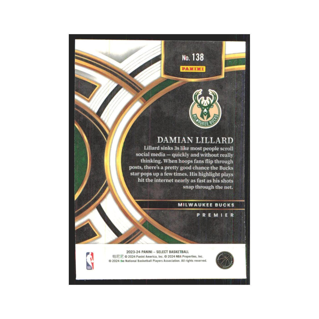 Damian Lillard 2023 Panini Select #138 Milwaukee Bucks Basketball Card NM