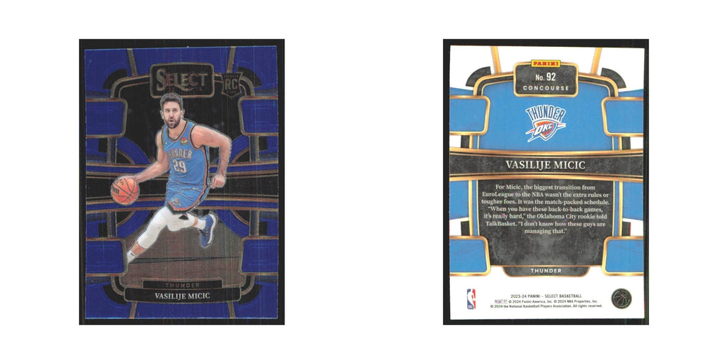 Vasilije Micic 2023 Panini Select #92 Oklahoma City Thunder Basketball Card NM