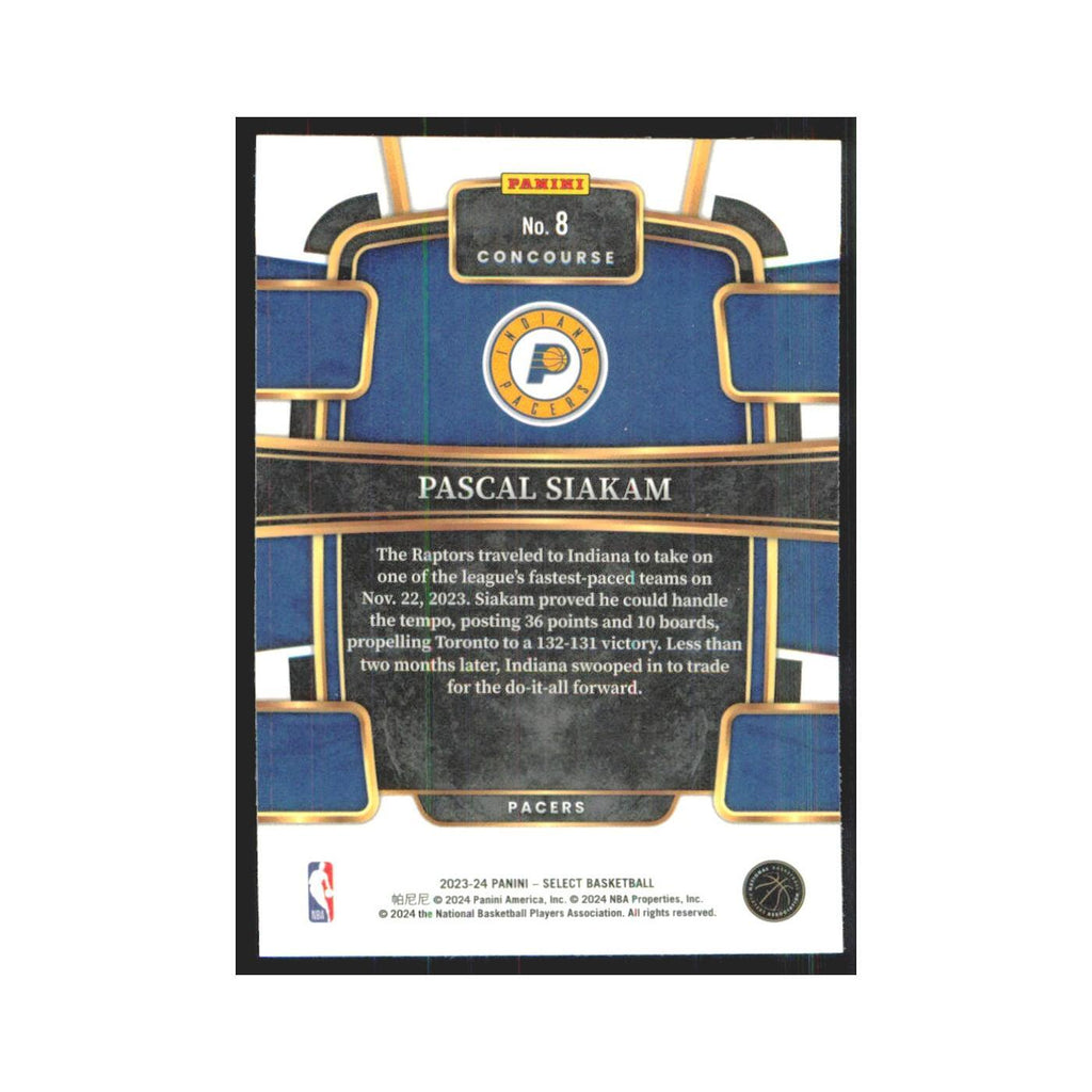 Pascal Siakam 2023 Panini Select #8 Indiana Pacers Basketball Card NM