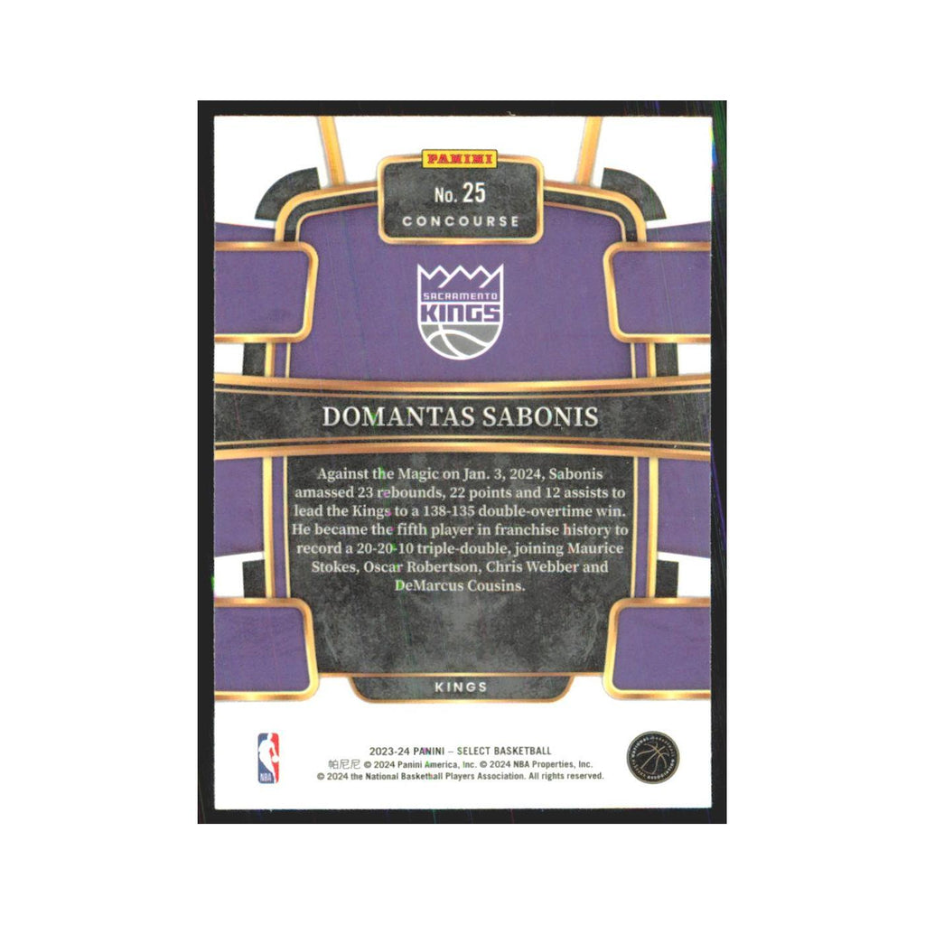Domantas Sabonis 2023 Panini Select #25 Sacramento Kings Basketball Card NM