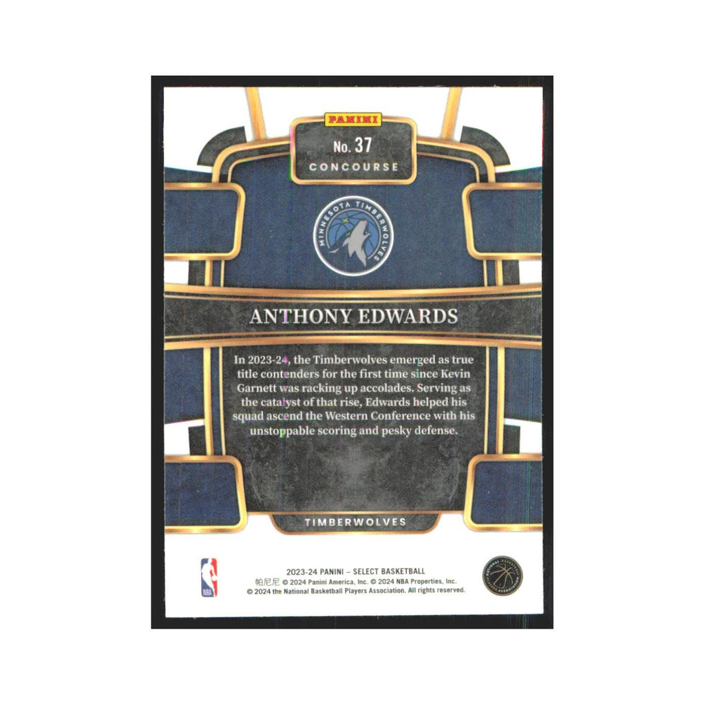 Anthony Edwards 2023 Panini Select #37 Minnesota Timberwolves Basketball Card NM