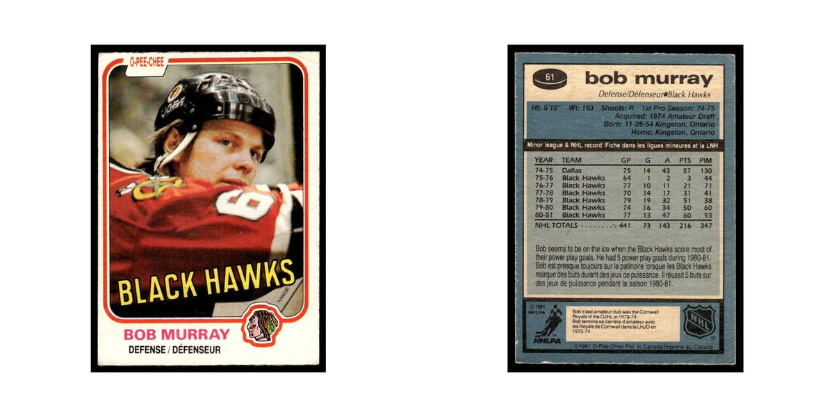 Bob Murray 1981 O-Pee-Chee #61 Chicago Blackhawks Hockey Card EX