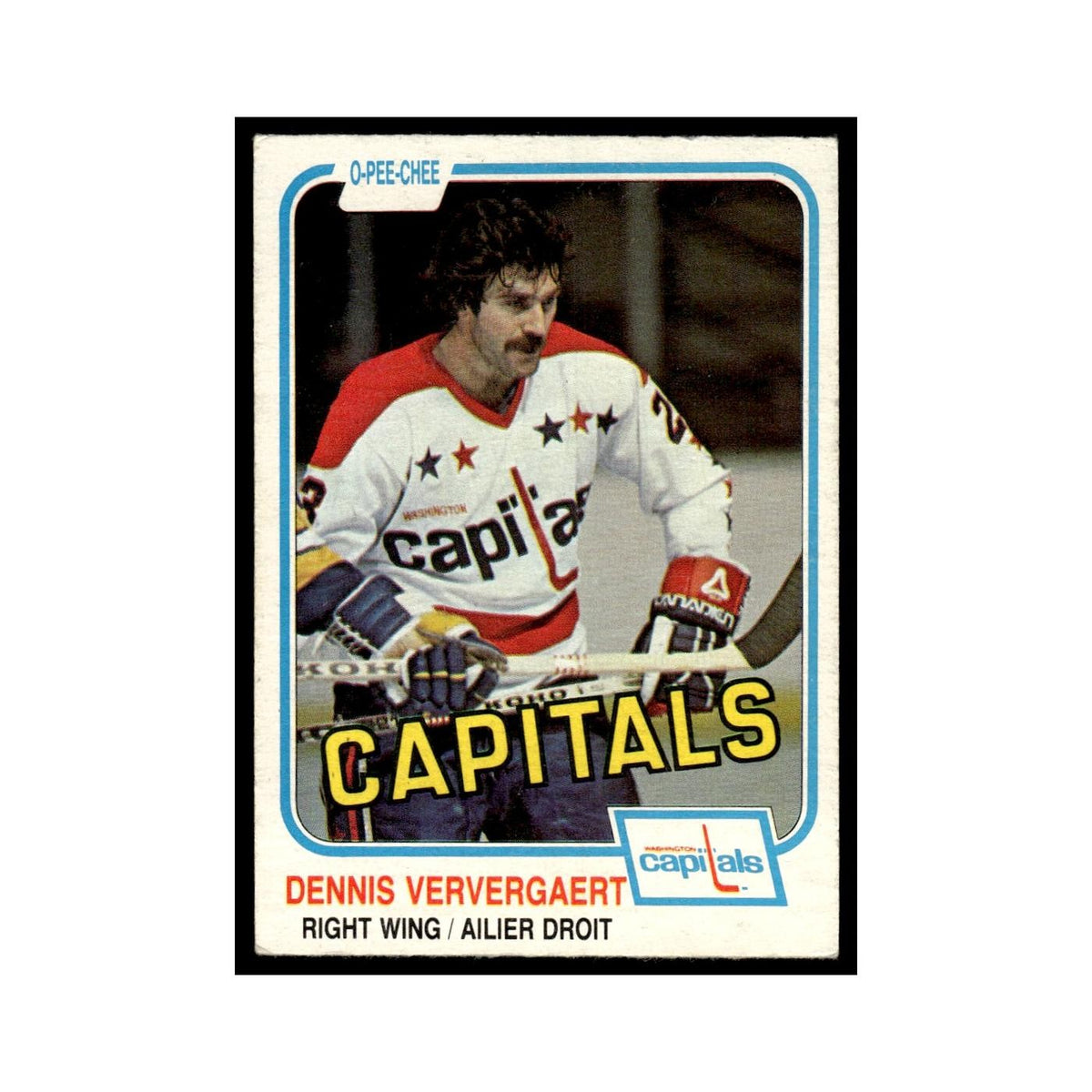 Dennis Ververgaert 1981 O-Pee-Chee #356 Washington Capitals Hockey Card EX
