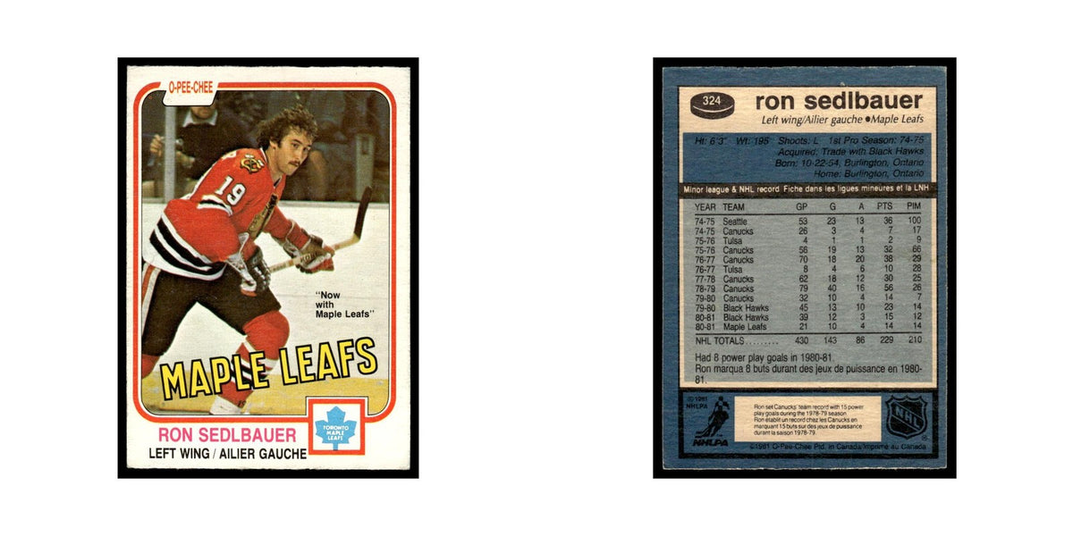 Ron Sedlbauer 1981 O-Pee-Chee #324 Toronto Maple Leafs Hockey Card EX