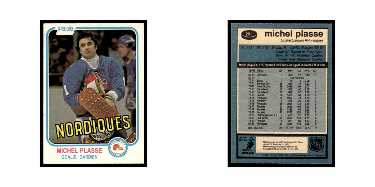 Michel Plasse 1981 O-Pee-Chee #281 Quebec Nordiques Hockey Card EX