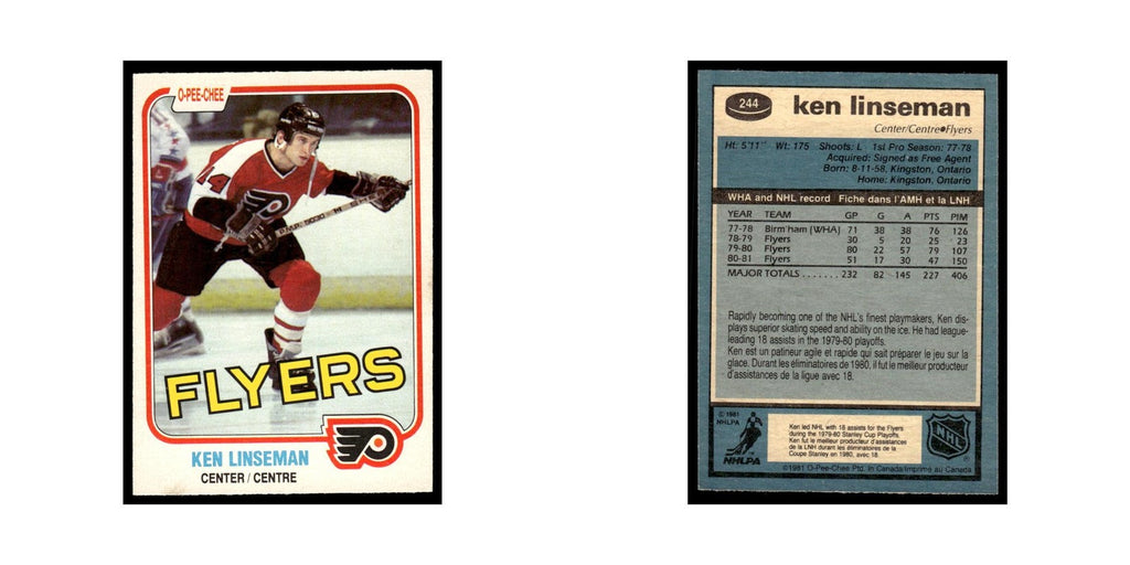 Ken Linseman 1981 O-Pee-Chee #244 Philadelphia Flyers Hockey Card EX