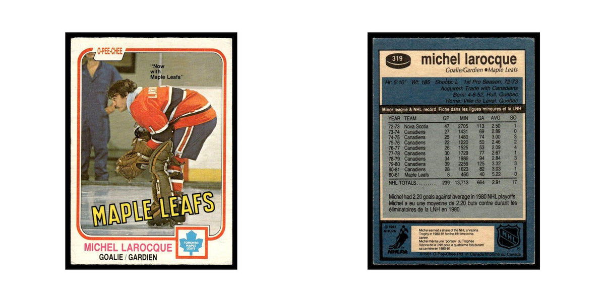 Michel Larocque 1981 O-Pee-Chee #319 Toronto Maple Leafs Hockey Card EX