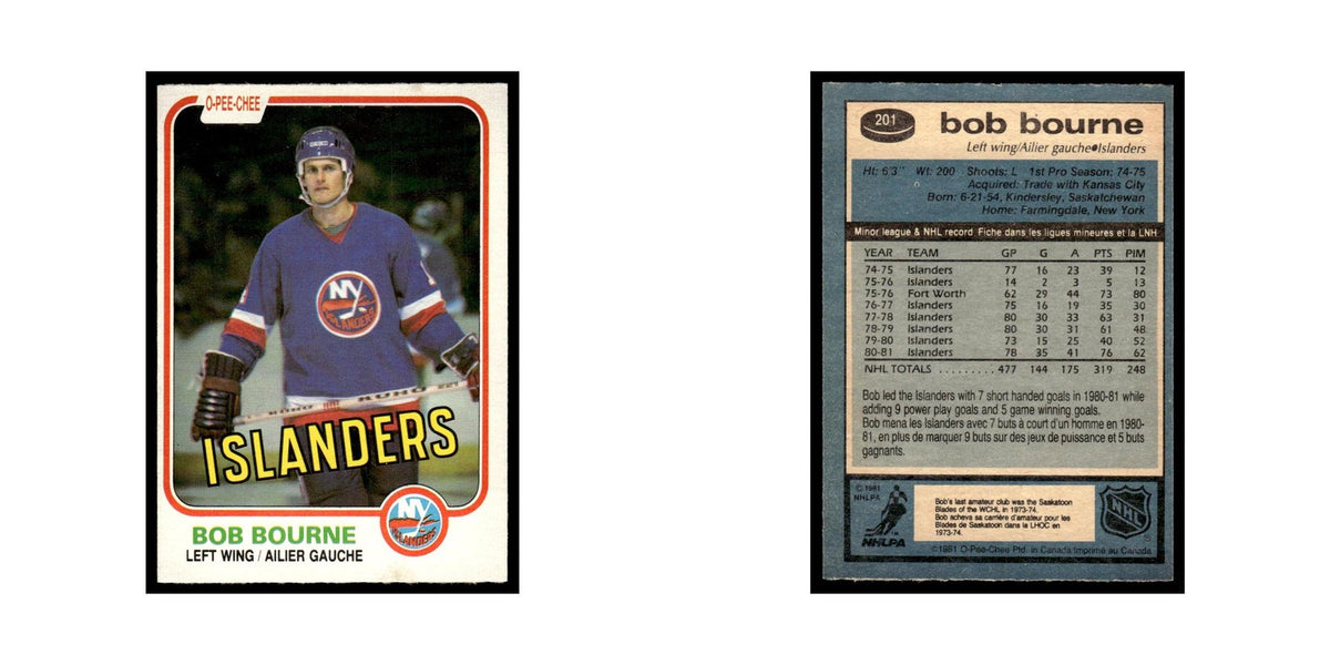 Bob Bourne 1981 O-Pee-Chee #201 New York Islanders Hockey Card EX