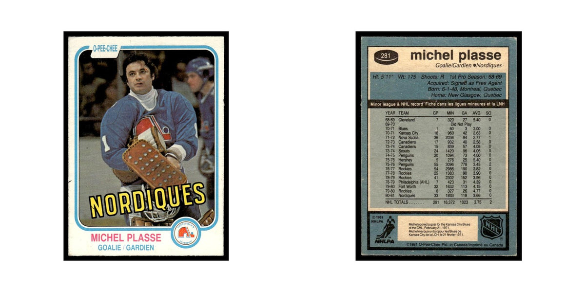 Michel Plasse 1981 O-Pee-Chee #281 Quebec Nordiques Hockey Card EX