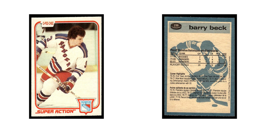 Barry Beck 1981 O-Pee-Chee #230 New York Rangers Hockey Card EX