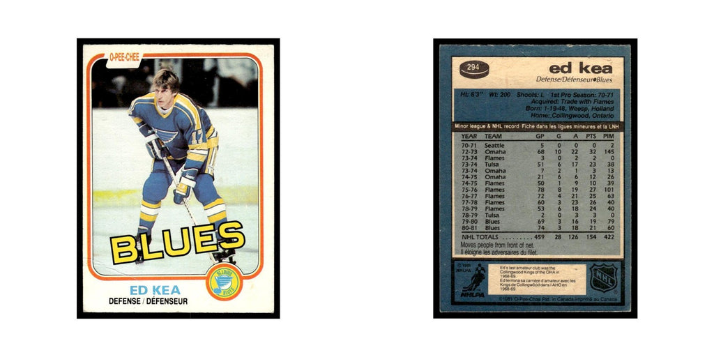 Ed Kea 1981 O-Pee-Chee #294 St. Louis Blues Hockey Card EX