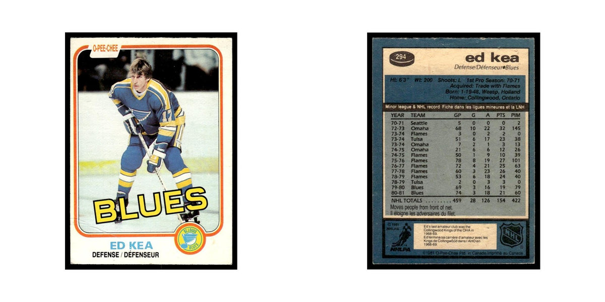 Ed Kea 1981 O-Pee-Chee #294 St. Louis Blues Hockey Card EX