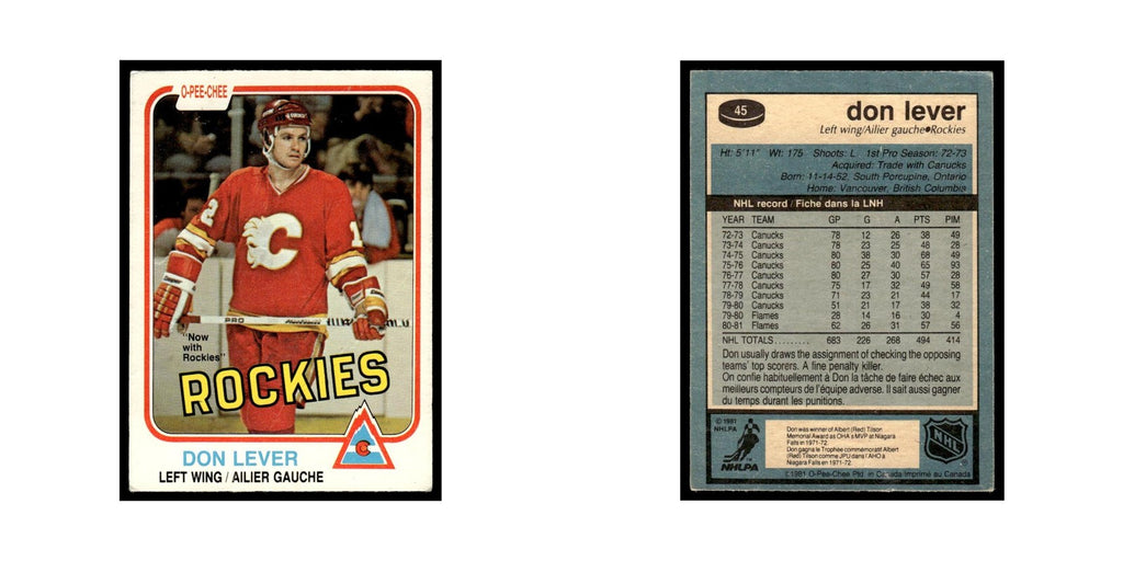 Don Lever 1981 O-Pee-Chee #45 Colorado Rockies Hockey Card EX