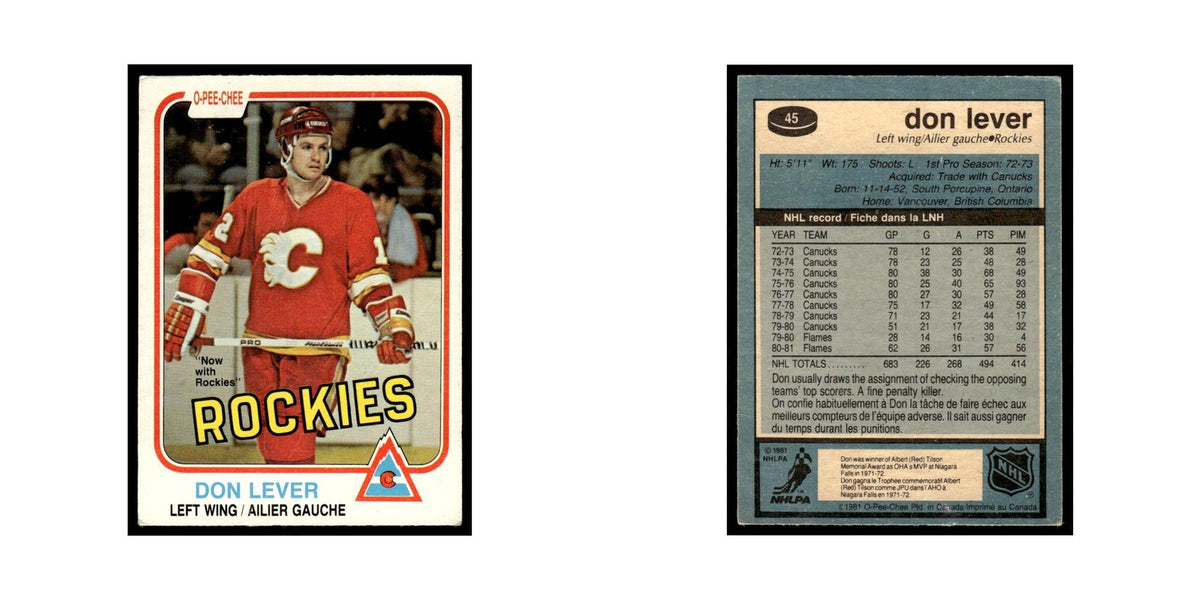 Don Lever 1981 O-Pee-Chee #45 Colorado Rockies Hockey Card EX